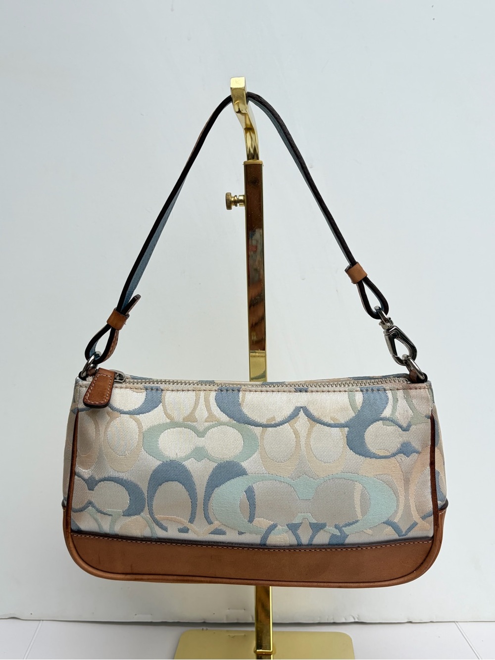 Vintage Y2K Coach Signature Optic Demi Bag Light Blue Pastel Shoulder Bag 7027